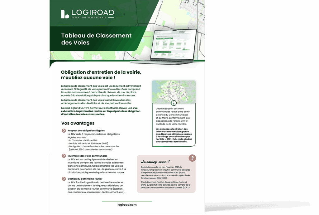 brochure du Tableau de Classement des Voies de Logiroad