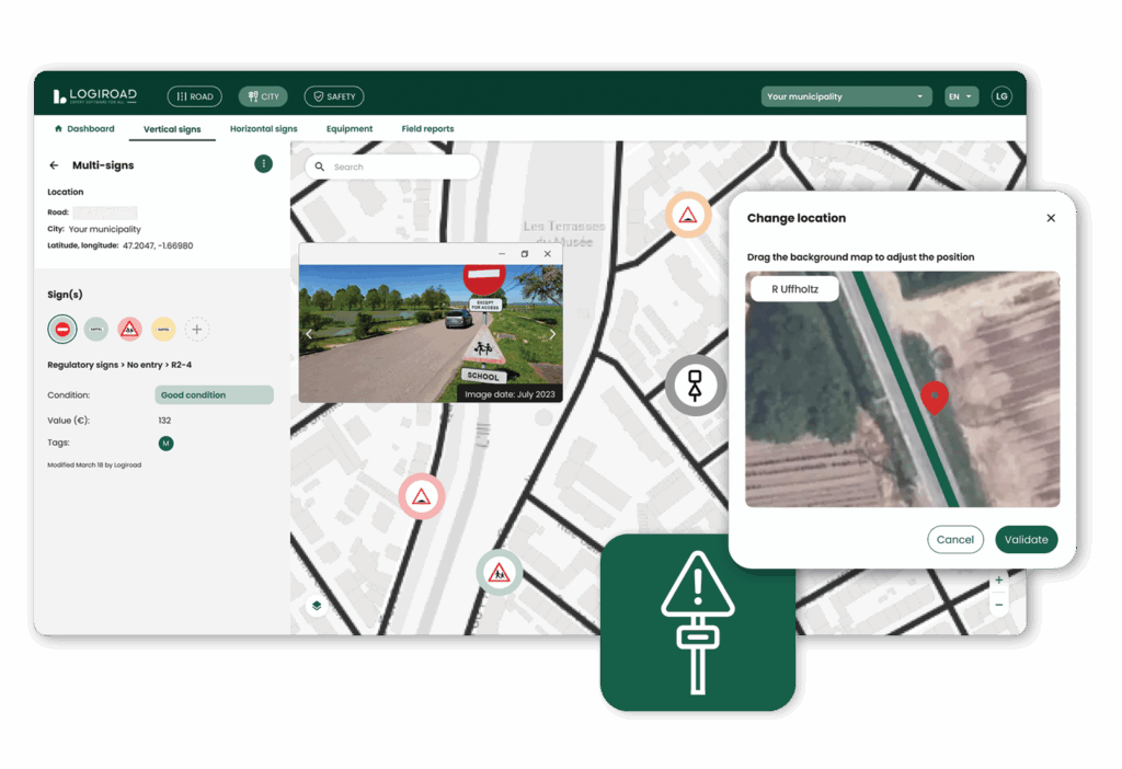 Road signage location