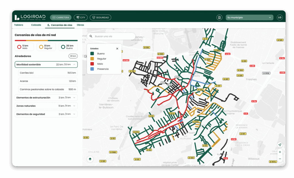 Cercanías de vías de su red